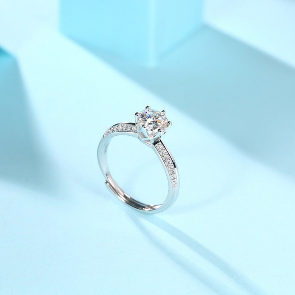 Certified 3ct. t.w. Diamond Moissanite Solitaire Engagement Ring NEW A - Picture 3 of 9